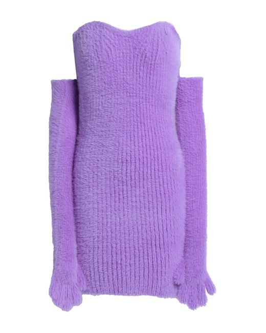 Off-White c/o Virgil Abloh Purple Fuzzy Gloves Off-shoulder Minidress