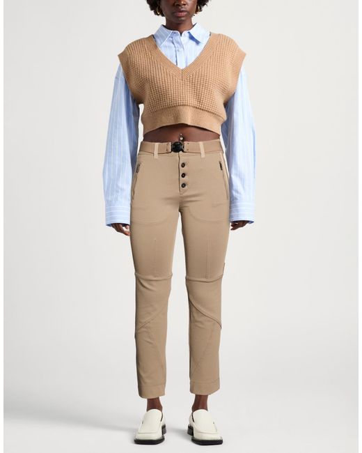 High Natural Khaki Pants Nylon, Elastane