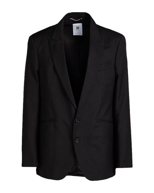 PT Torino Black Blazer Virgin Wool for men
