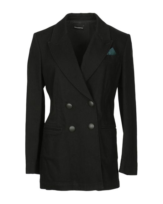 Emporio Armani Black Overcoat & Trench Coat