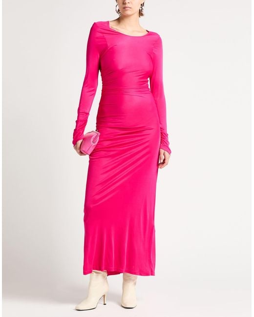 MSGM Pink Fuchsia Maxi Dress Viscose