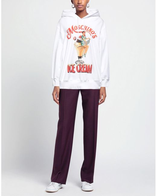 Moschino White Ice Logo Print Cotton Hoodie