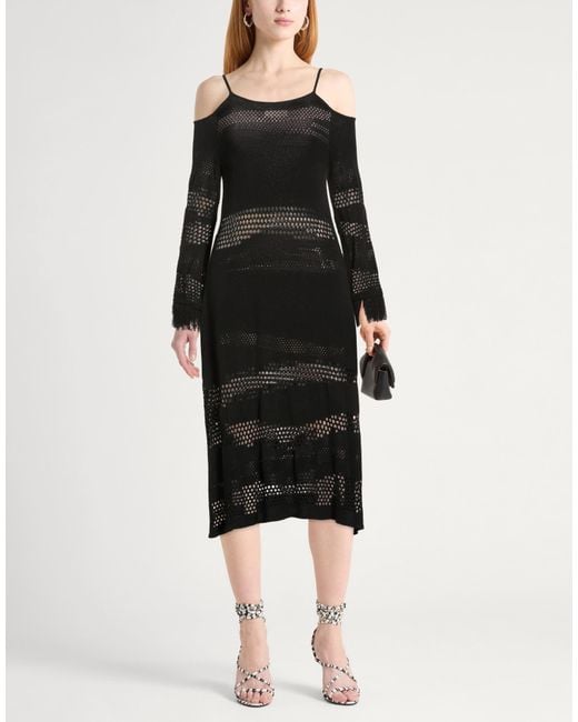 Akep Black Midi Dress Viscose, Polyester
