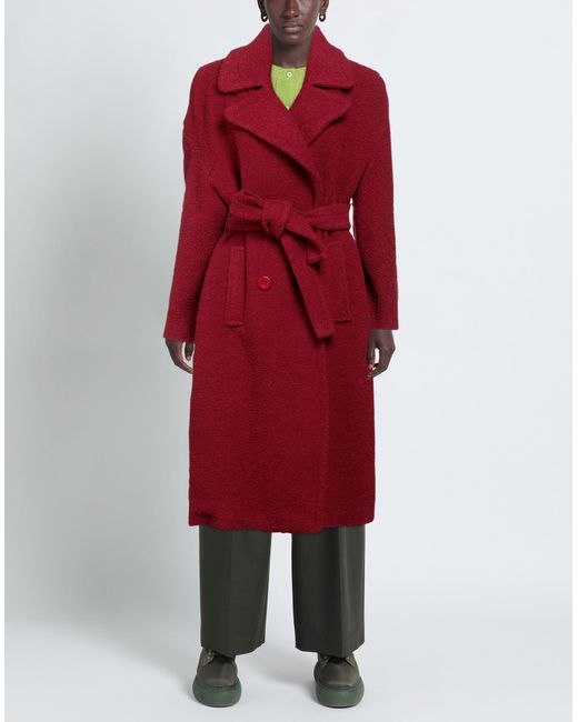 Éclà Red Burgundy Coat Virgin Wool, Polyamide