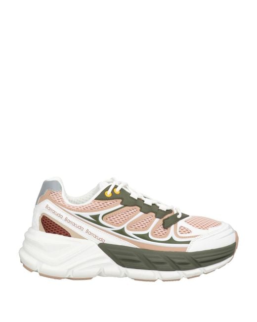 Barracuda White Sneakers Leather, Textile Fibers for men