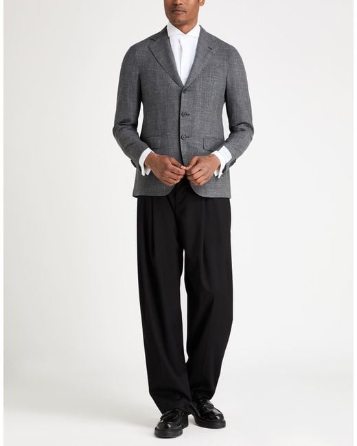 Caruso Black Blazer Wool, Silk, Linen for men