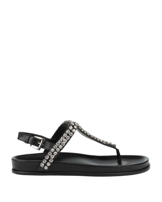 Twinset Black Thong Sandal Textile Fibers