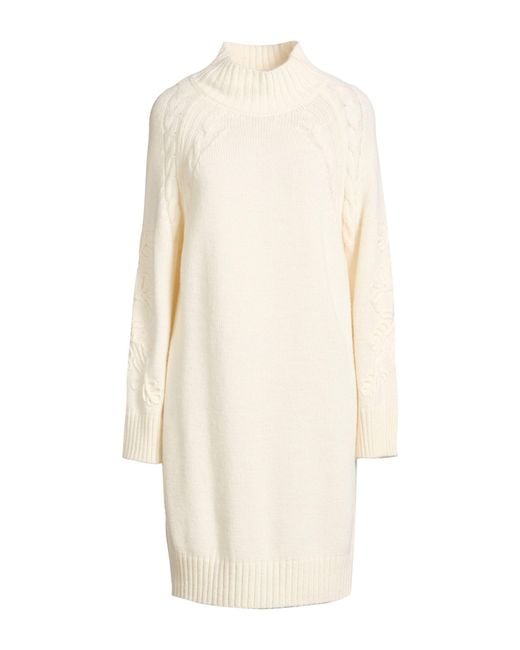 ERMANNO FIRENZE White Mini Dress Acrylic, Wool, Alpaca Wool, Polyester