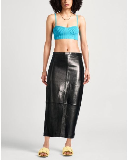 BLK DNM Black Midi Skirt Lambskin