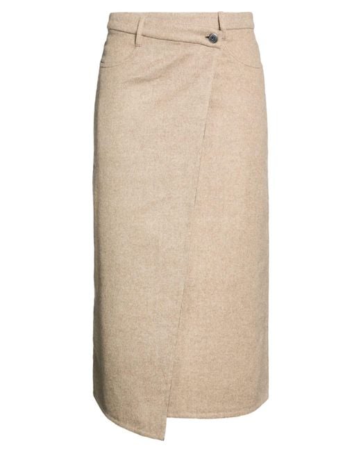 Brunello Cucinelli Natural Sand Midi Skirt Virgin Wool