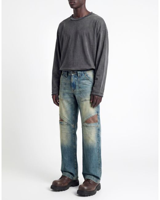 Guess Blue Jeans Cotton, Leather for men