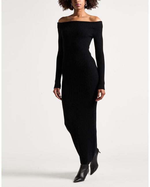 Max Mara Black Maxi Dress Wool, Cashmere, Polyamide, Elastane