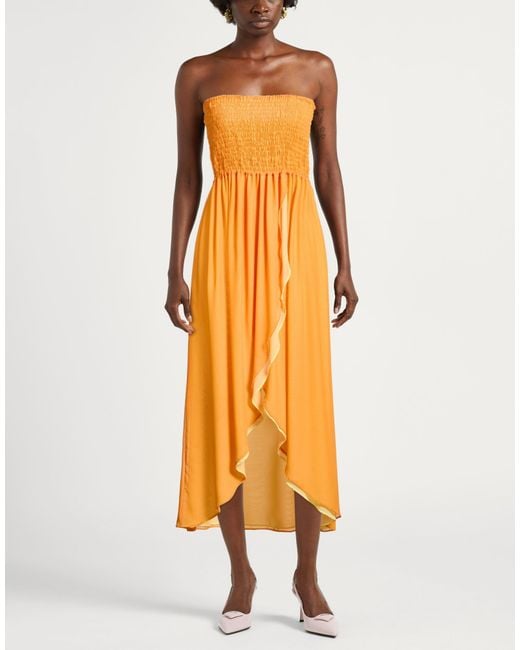 Suoli Orange Midi Dresses