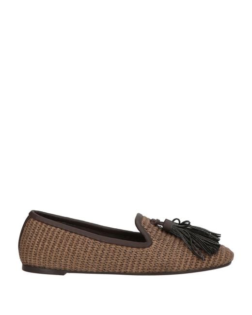 Brunello Cucinelli Brown Sand Loafers Synthetic Fibers