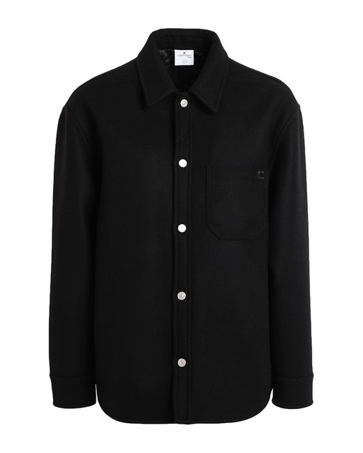 Courreges Black Coat Wool, Polyurethane, Polyester, Polyamide for men