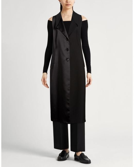 MEIMEIJ Black Overcoat & Trench Coat Polyester, Wool, Elastane