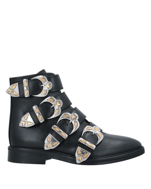 Maje Jackpot Buckled Leather Ankle Boots Black
