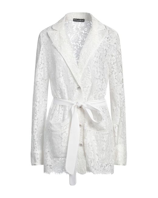 Dolce & Gabbana White Blazer Viscose, Cotton, Polyamide, Acetate, Silk