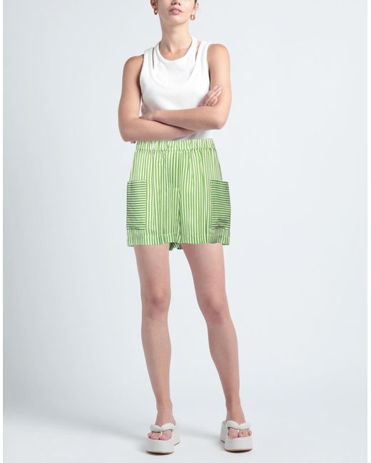 Shirtaporter Green Shorts & Bermuda Shorts Viscose, Silk