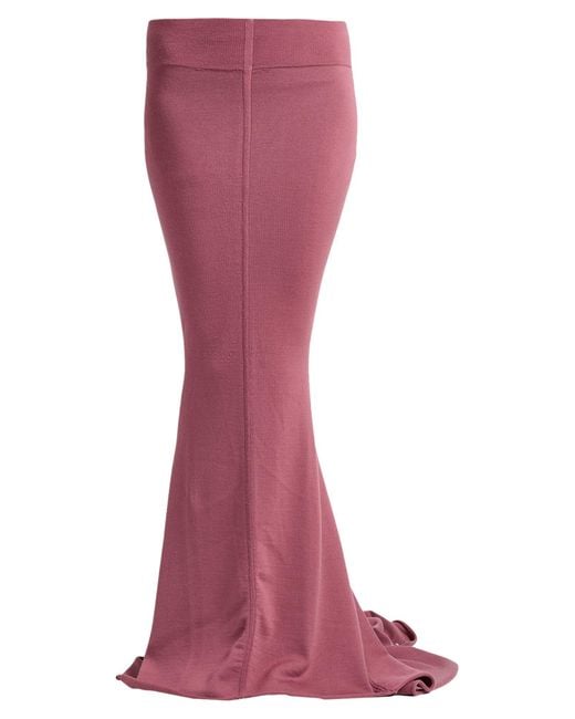 Rick Owens Red Maxi Skirt Virgin Wool, Polyamide, Elastane