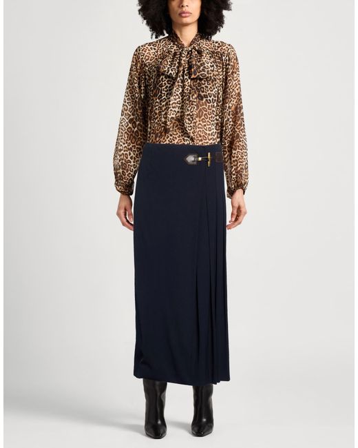 Moschino Blue Midnight Midi Skirt Wool