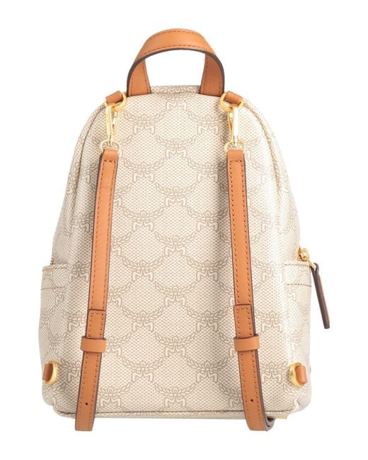 MCM White Backpack Textile Fibers