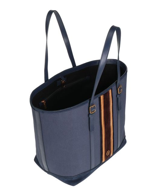 Bally Blue Handbag Textile Fibers, Leather