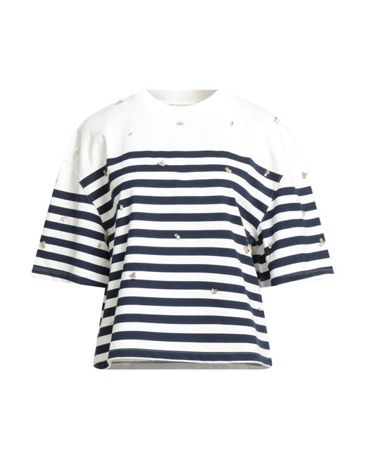 Sandro Blue Ivory T-Shirt Cotton, Brass, Glass