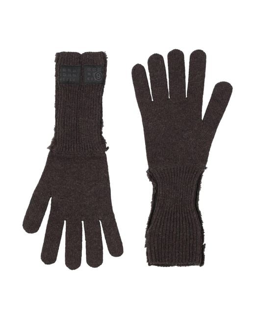 MM6 by Maison Margiela Black Dark Gloves Wool, Polyamide