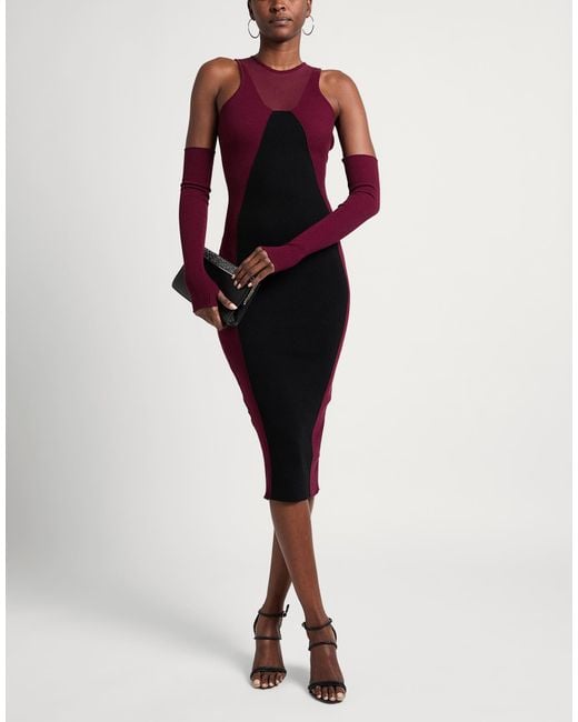 Gaelle Paris Purple Noir Midi Dress Viscose, Polyester, Polyamide, Cotton