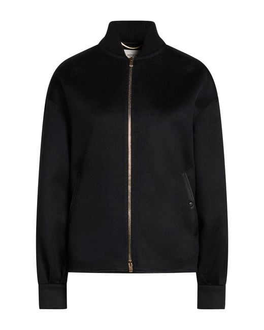 Agnona Black Jacket Cashmere, Ovine Leather, Metal