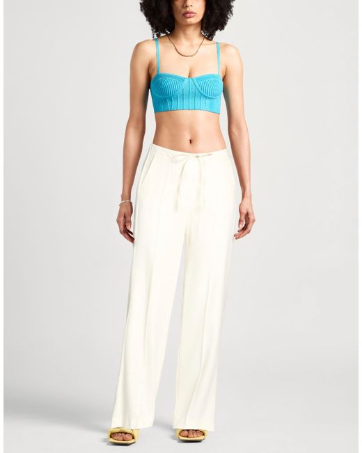 Caractere White Cream Pants Viscose, Wool