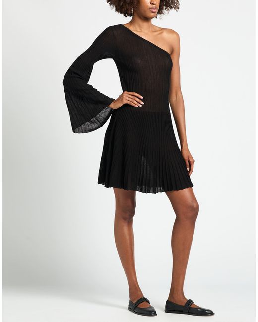 FEDERICA TOSI Black Mini Dress Viscose, Polyester