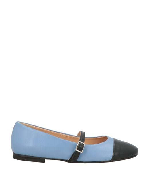 Divine Follie Blue Azure Ballet Flats Leather