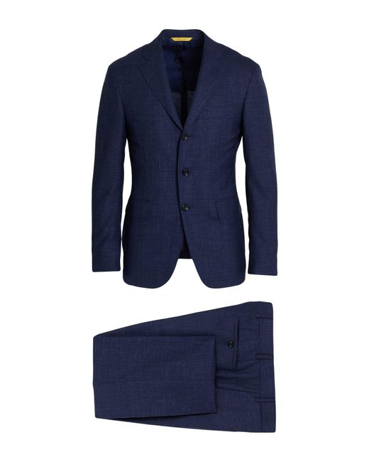 Canali Blue Suit Wool, Silk, Linen for men