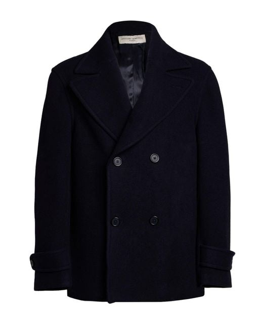 Officine Generale Blue Midnight Coat Virgin Wool, Polyamide for men