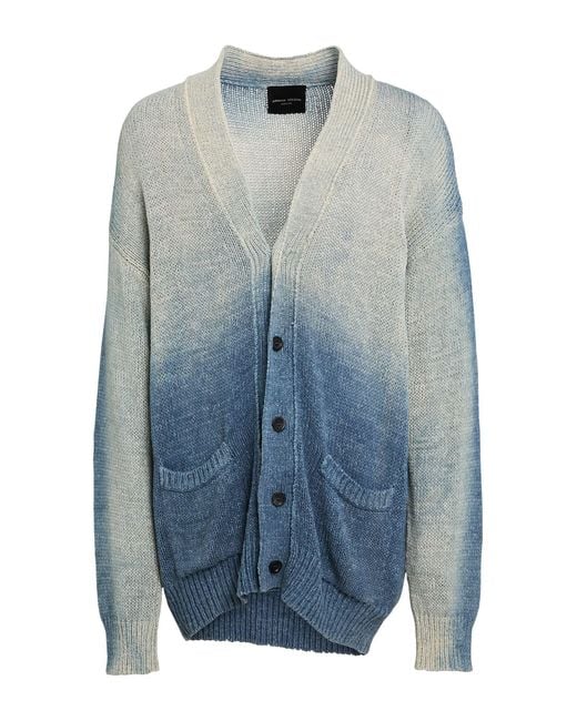Roberto Collina Blue Cardigan Cotton, Nylon for men