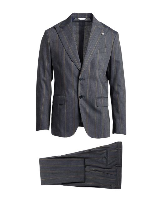 Manuel Ritz Blue Suit Virgin Wool, Cotton for men