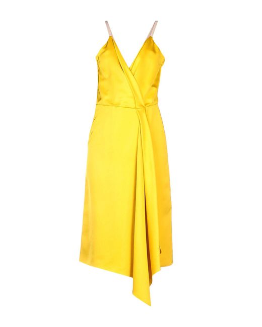 Victoria Beckham Yellow Midi Dress