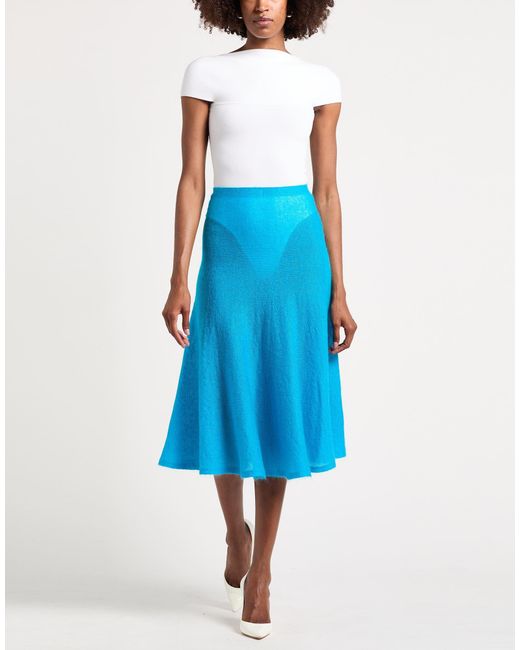 Alaïa Blue Azure Midi Skirt Mohair Wool, Polyamide, Wool