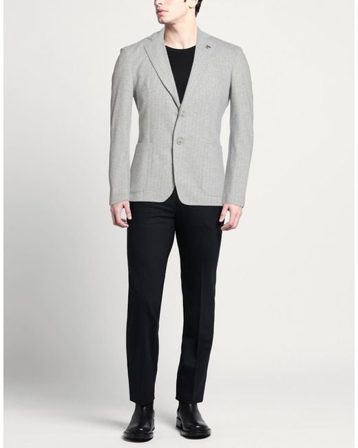 Havana & Co. Gray Light Blazer Polyester, Viscose, Elastane for men