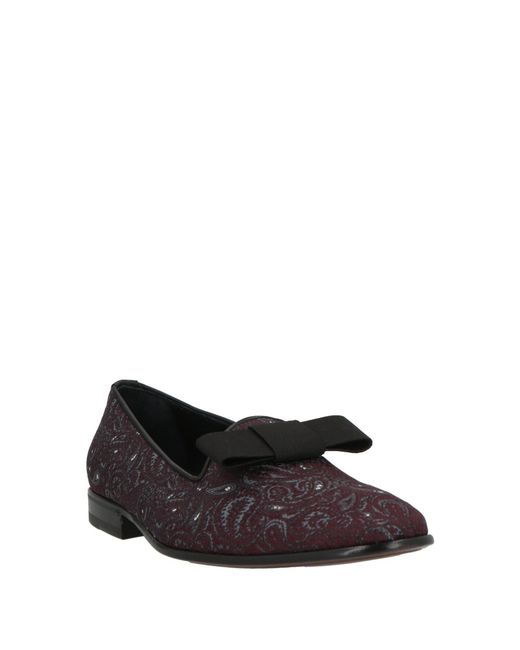 Etro Brown Burgundy Loafers Textile Fibers for men
