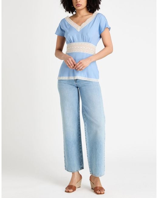 P.A.R.O.S.H. Blue P.A.R.O..H. Top Silk, Elastane, Polyamide