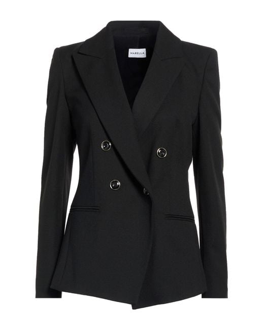 Marella Black Blazer Polyester, Viscose, Elastane