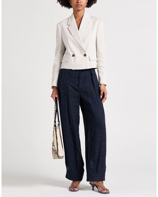 Brunello Cucinelli Natural Ivory Blazer Linen, Cotton, Elastane, Brass