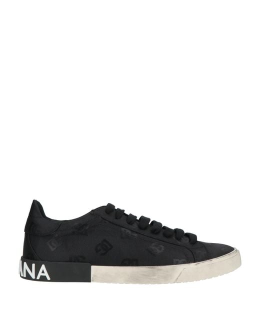 Dolce & Gabbana Black Sneakers Polyamide, Calfskin for men