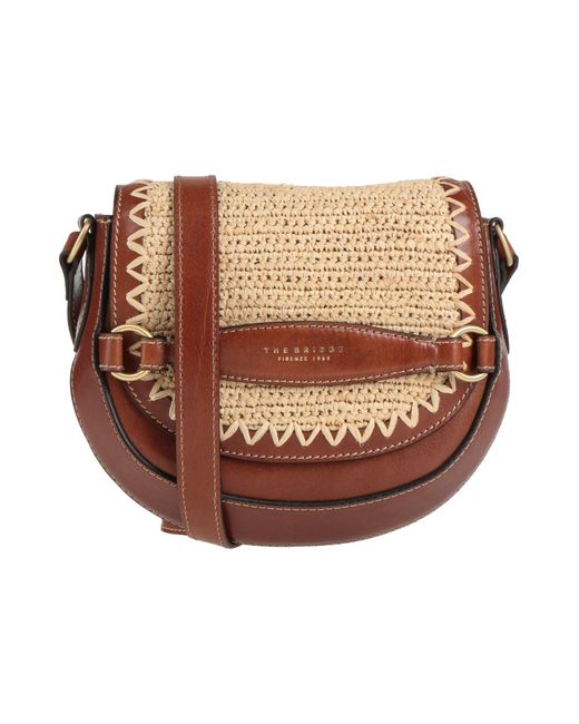 The Bridge Brown Cross-Body Bag Leather, Natural Raffia
