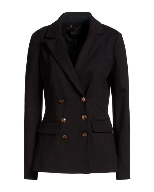 Guess Black Blazer Viscose, Polyamide, Elastane