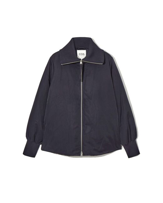 COS Blue Ribbed-collar Puffer Jacket