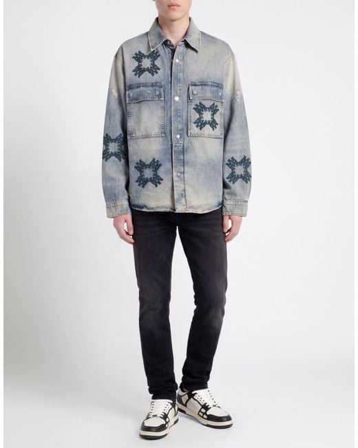 Amiri Blue Denim Shirt Cotton, Polyester for men
